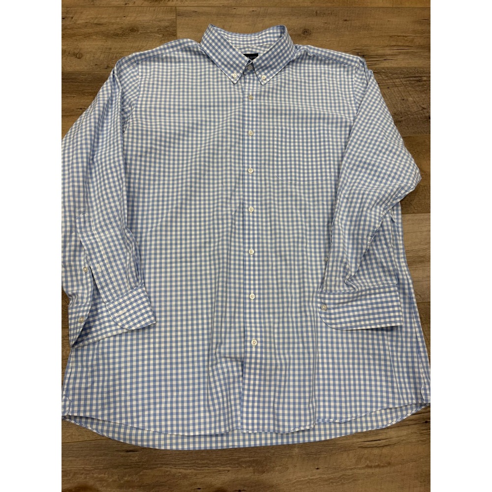 Proper Cloth Mens Light Blue Gingham Check Cotton Button Down Shirt Long Sleeve